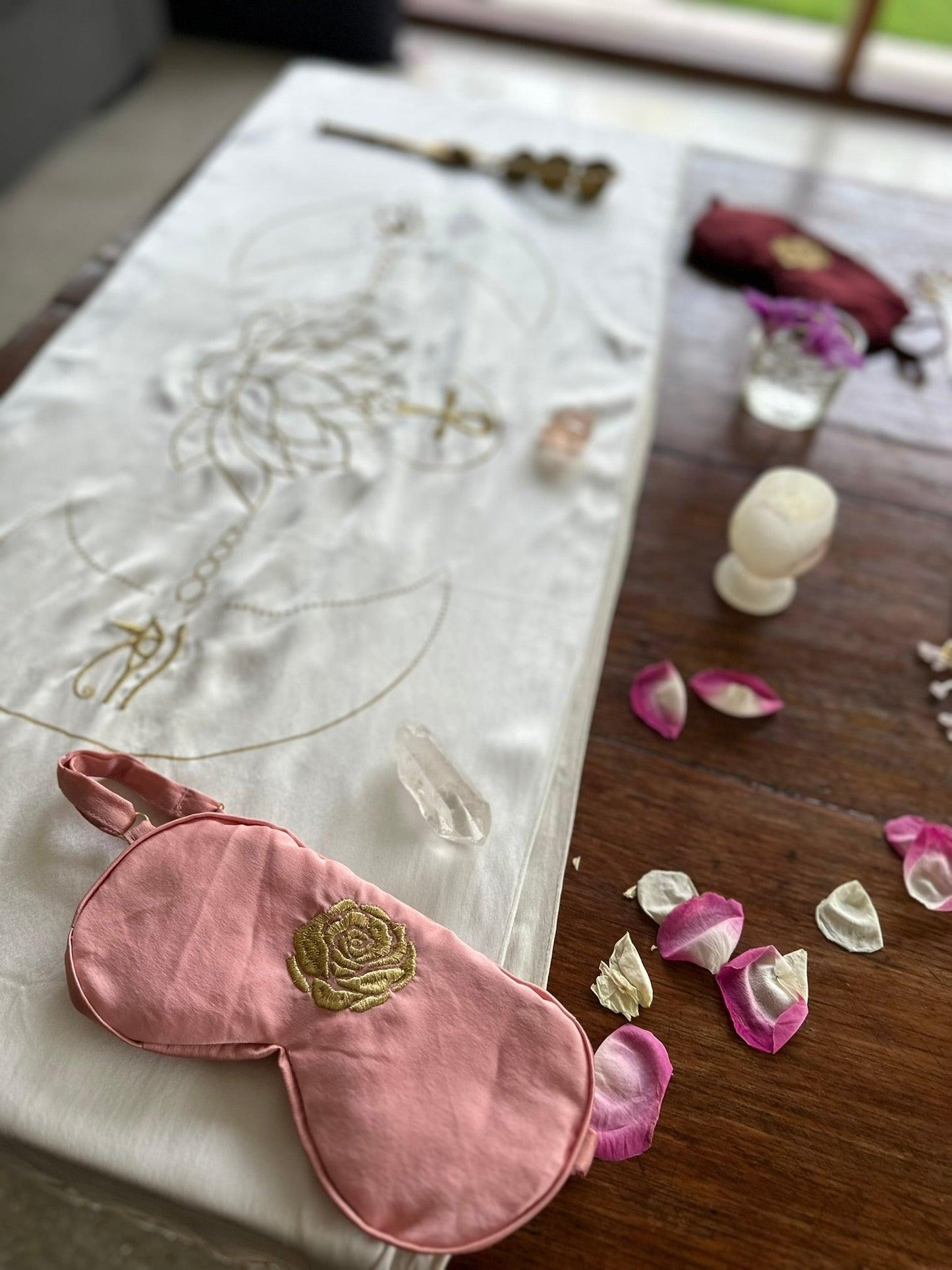 Silk Crystal Mask - Rosa Mystica - The Rose Codes