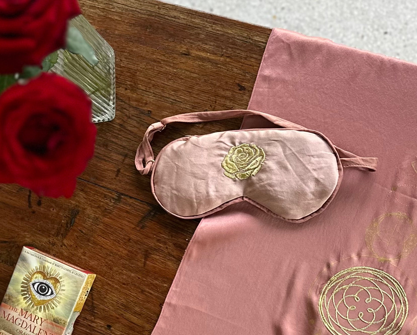 Silk Crystal Mask - Rosa Mystica - The Rose Codes