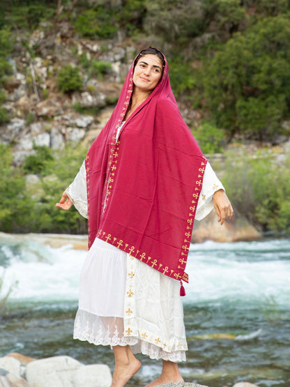 Isis Prayer Shawl - Ruby